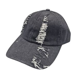 Womens Distressed Black Denim Cap